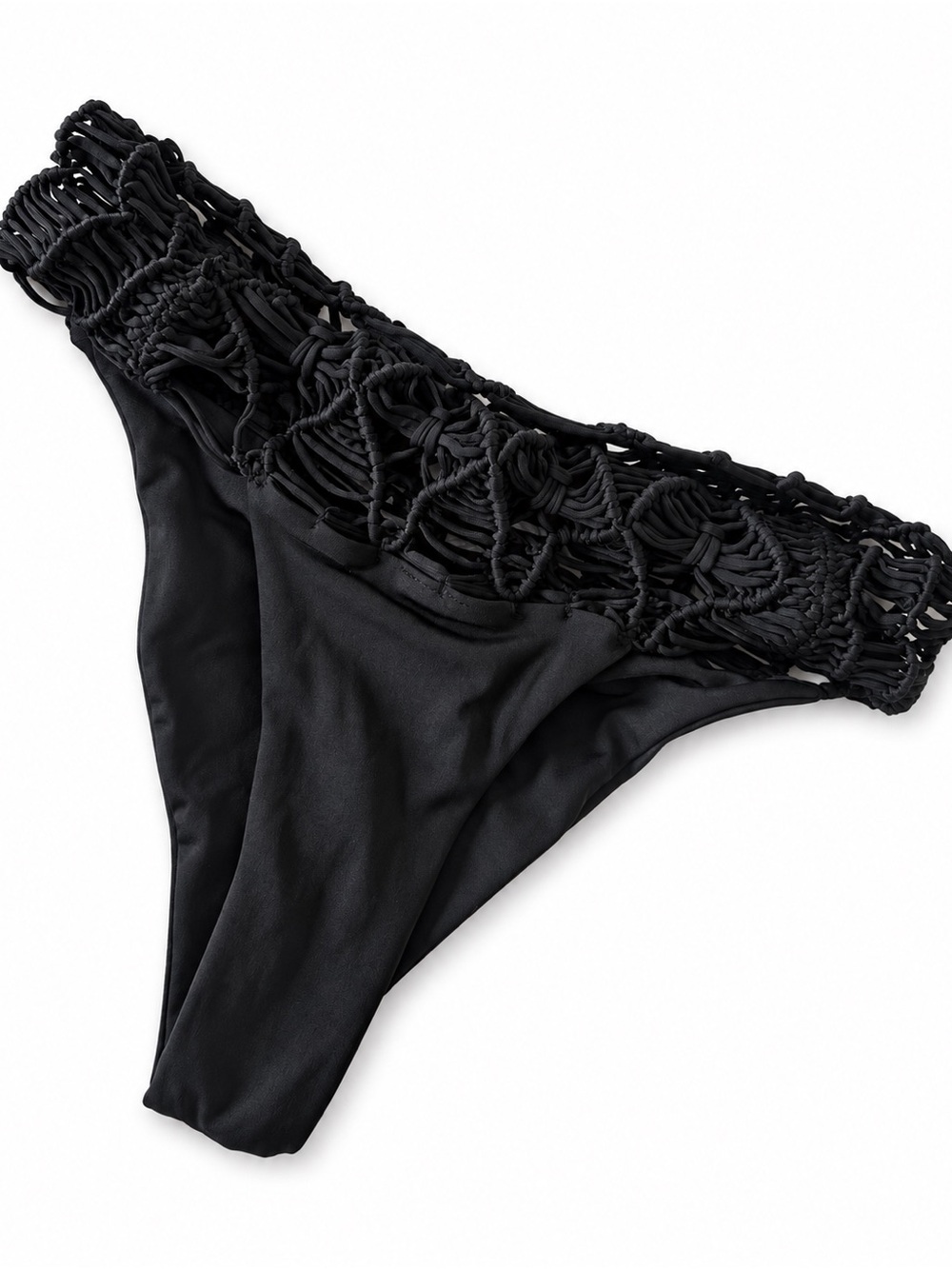 Beach Bunny Dakota Macrame Bikini Bottom Black XS